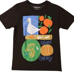 Chemistry Black Short Sleeve Tee with Playful Graphic Size Small Casual